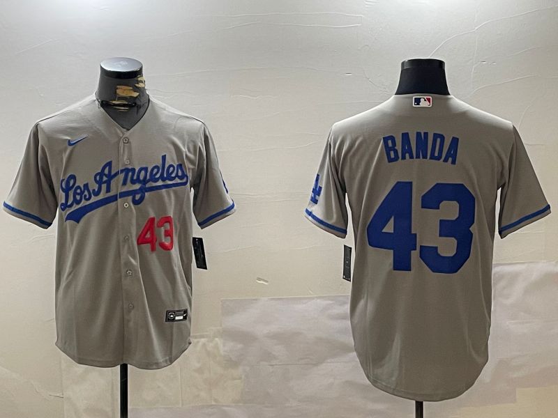 Men Los Angeles Dodgers 43 Banda Grey Game 2024 Nike MLB Jersey style 12093